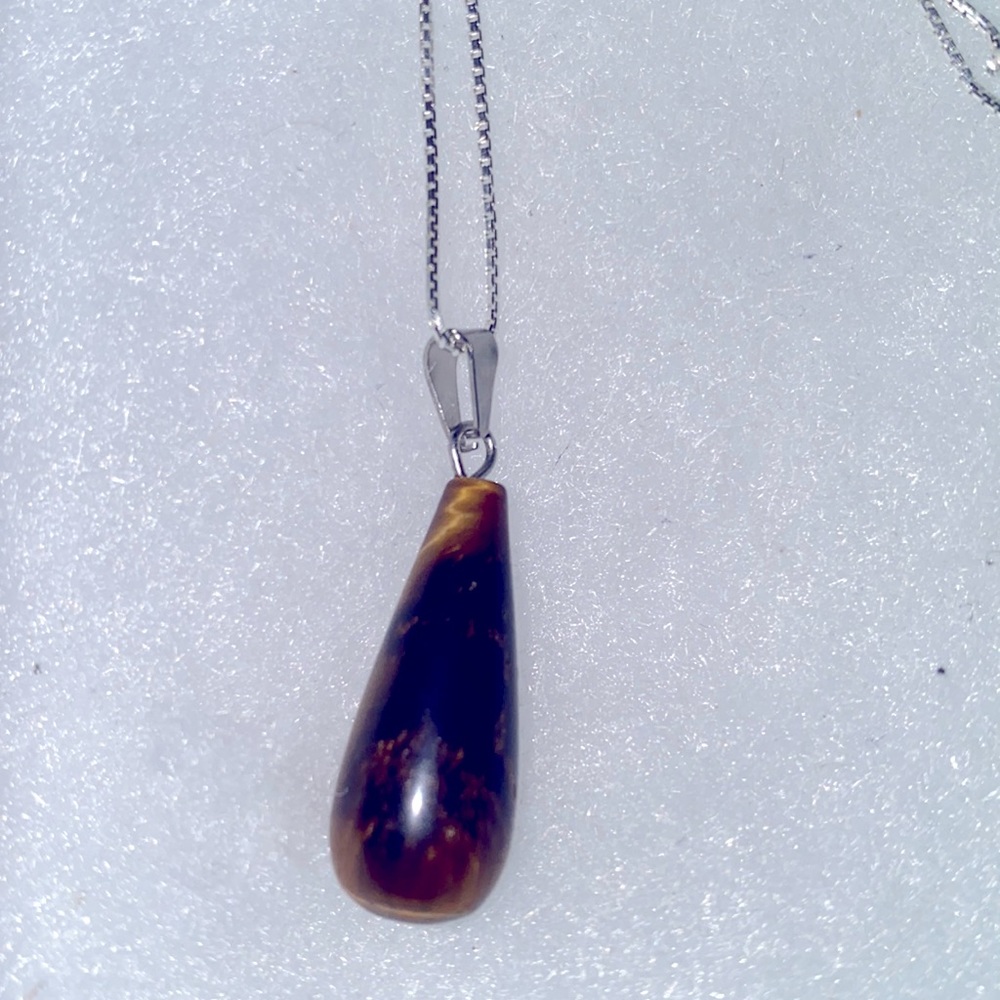 Boho Tiger 🐅 Eye Sterling Silver Necklace 16”
